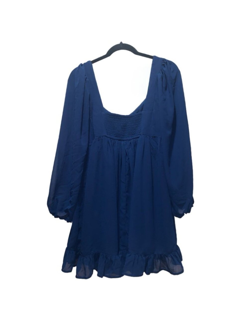 Abercrombie & Fitch Blue Mini Dress Long Sleeve Babydoll Ruffle Hem MP Fairycore - Picture 2 of 10